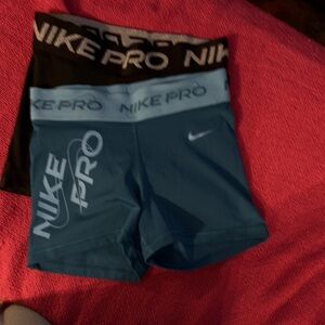 Nike Pro Women's Athletic Shorts - Black and Blue